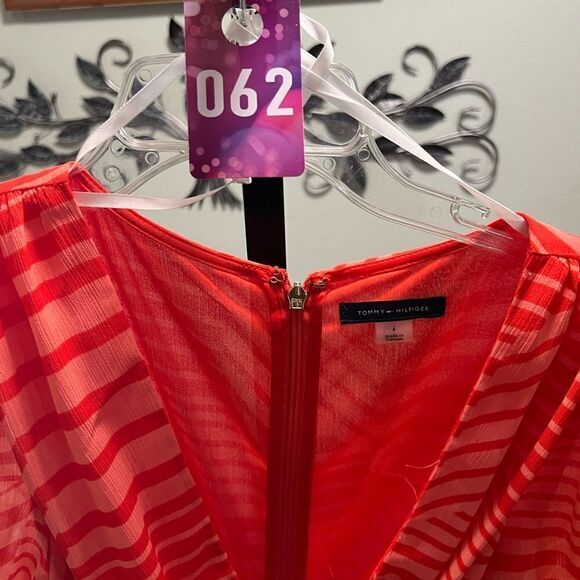 EUC Tommy Hilfiger Orange Striped Asymmetrical Dress Size 4 #062 - Picture 1 of 6